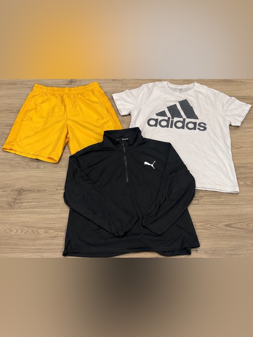 Puma Adidas Men’s Medium Athletic Workout Clothing Bundle 3 Piece